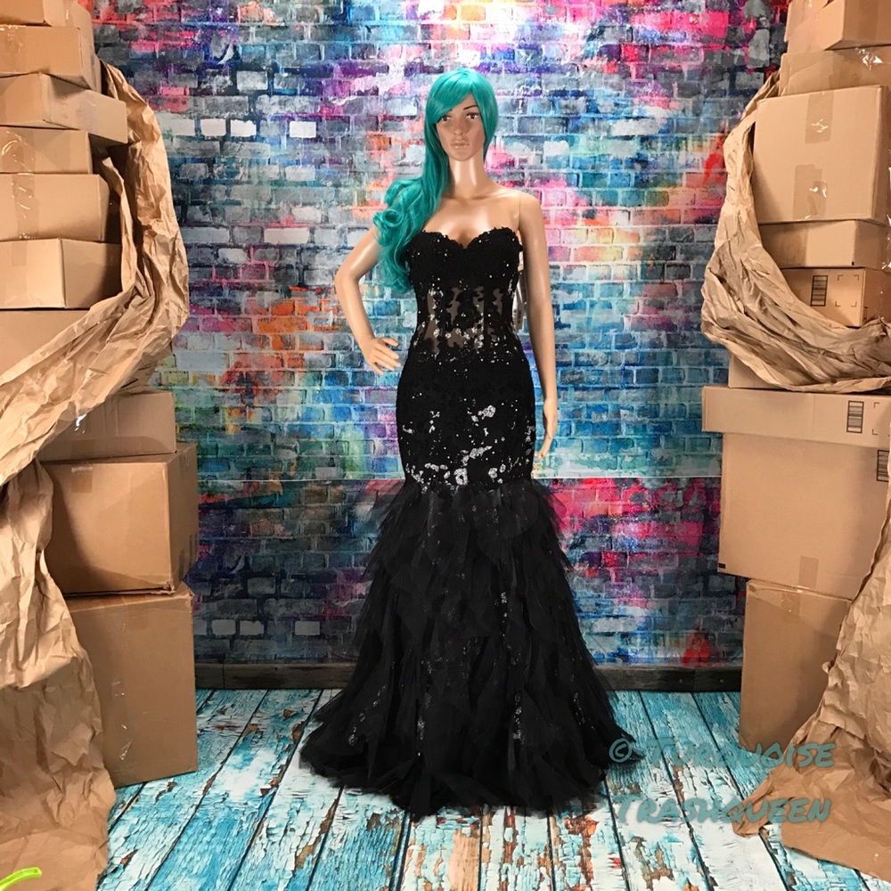 JOVANI Glittery Black Corset Gown! #172008